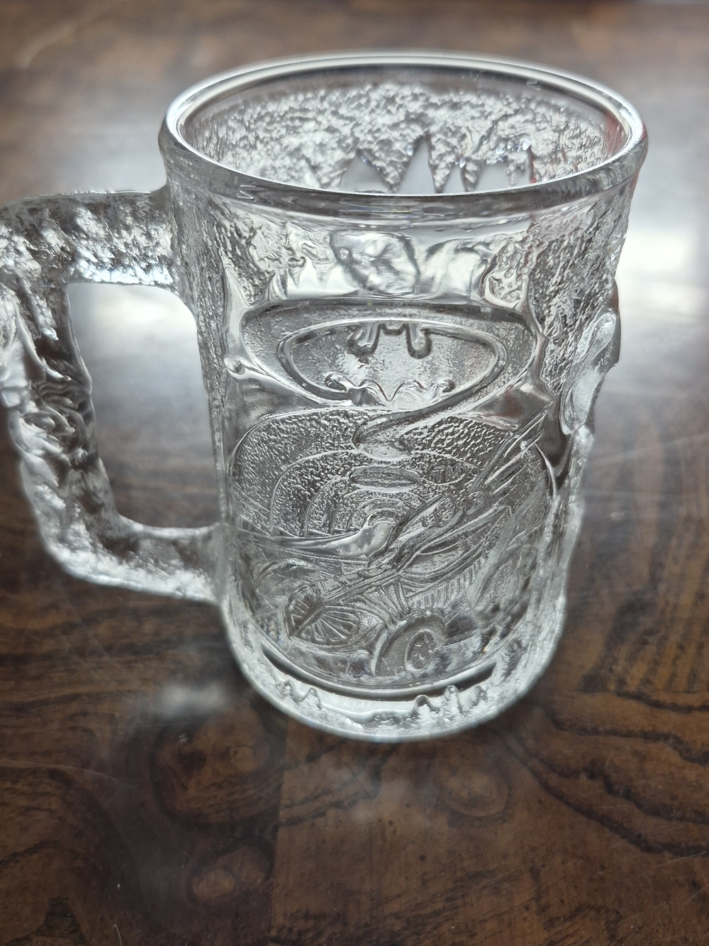DC Comics Clear Textured Glass Batman Logo Mug